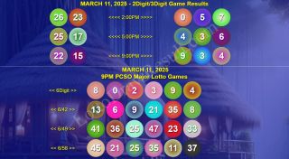 COMPLETE RECAP - March 11, 2025 Tuesday 2D/3D/6Digit PCSO 6/42, 6/49, 6/58 Game Winners
