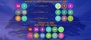 COMPLETE LOTTO RECAP: August 10, 2025 Sunday PCSO 6/49 & Ultra 6/58 Official 2D & 3D Game Results