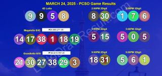 COMPLETE RECAP - March 24, 2025 PCSO 6/45 & 6/55 (2D,3D,4D) Results Lotto Updates