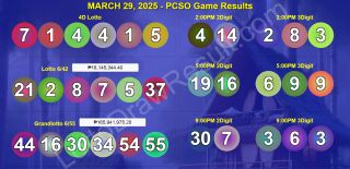 FULL RECAP: March 29, 2025 Lotto 6/42 and Grandlotto 6/55 and 2D, 3D, 6Digit PCSO Games
