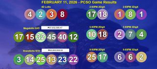 LOTTO RECAP: February 11, 2026 Wednesday 2D/3D/4Digit, Megalotto 6/45 & Grandlotto 6/55 Lotto Game Results